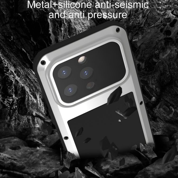 For iPhone 15 Pro LOVE MEI Metal Shockproof Life Waterproof Dustproof Phone Case(Black) - iPhone 15 Pro Cases by LOVE MEI | Online Shopping South Africa | PMC TechLife | Buy Now Pay Later Mobicred