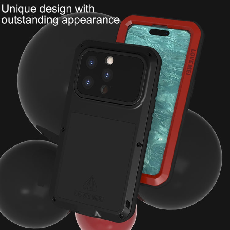 For iPhone 15 Pro LOVE MEI Metal Shockproof Life Waterproof Dustproof Phone Case(Red) - iPhone 15 Pro Cases by LOVE MEI | Online Shopping South Africa | PMC TechLife | Buy Now Pay Later Mobicred