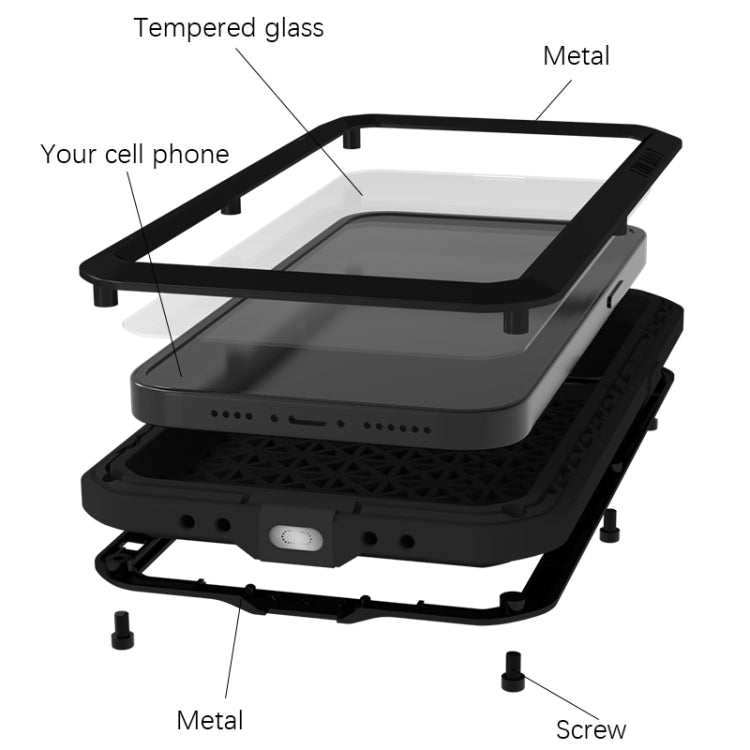 For iPhone 15 Pro Max LOVE MEI Metal Shockproof Life Waterproof Dustproof Phone Case(Red) - free shipping - PMC TechLife - Order now!