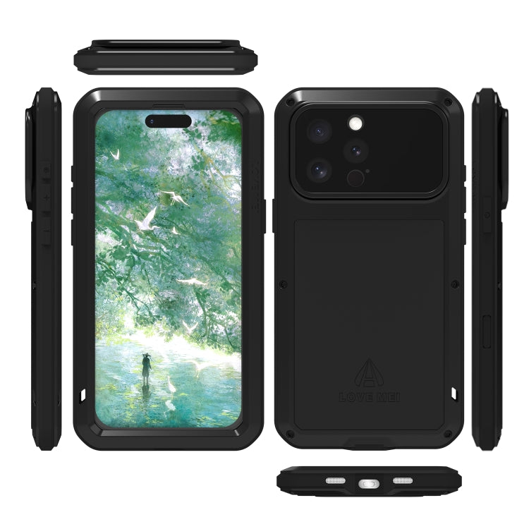 For iPhone 16 Pro Max LOVE MEI Metal Shockproof Life Waterproof Dustproof Phone Case(Black) - iPhone 16 Pro Max Tempered Glass by LOVE MEI | Online Shopping South Africa | PMC Jewellery | Buy Now Pay Later Mobicred