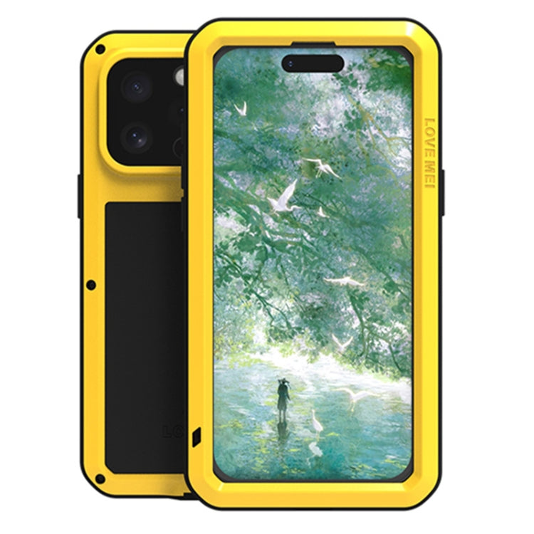 For iPhone 16 Pro Max LOVE MEI Metal Shockproof Life Waterproof Dustproof Phone Case(Yellow) - iPhone 16 Pro Max Tempered Glass by LOVE MEI | Online Shopping South Africa | PMC Jewellery | Buy Now Pay Later Mobicred