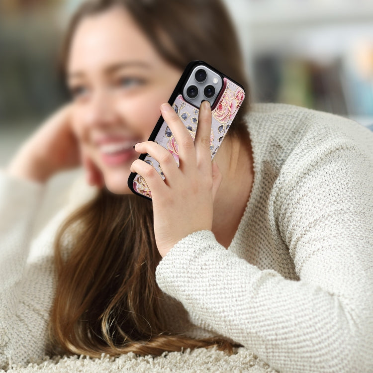 For iPhone 16 Pro Max Printed Double Buckle RFID Anti-theft Phone Case(Pastoral Rose) - iPhone 16 Pro Max Cases by PMC TechLife | Online Shopping South Africa | PMC TechLife | Buy Now Pay Later Mobicred