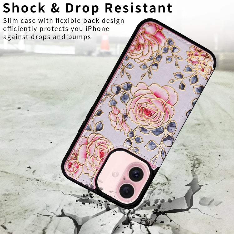 For iPhone 16 Printed Double Buckle RFID Anti-theft Phone Case(Pastoral Rose) - iPhone 16 Cases by PMC Jewellery | Online Shopping South Africa | PMC Jewellery | Buy Now Pay Later Mobicred