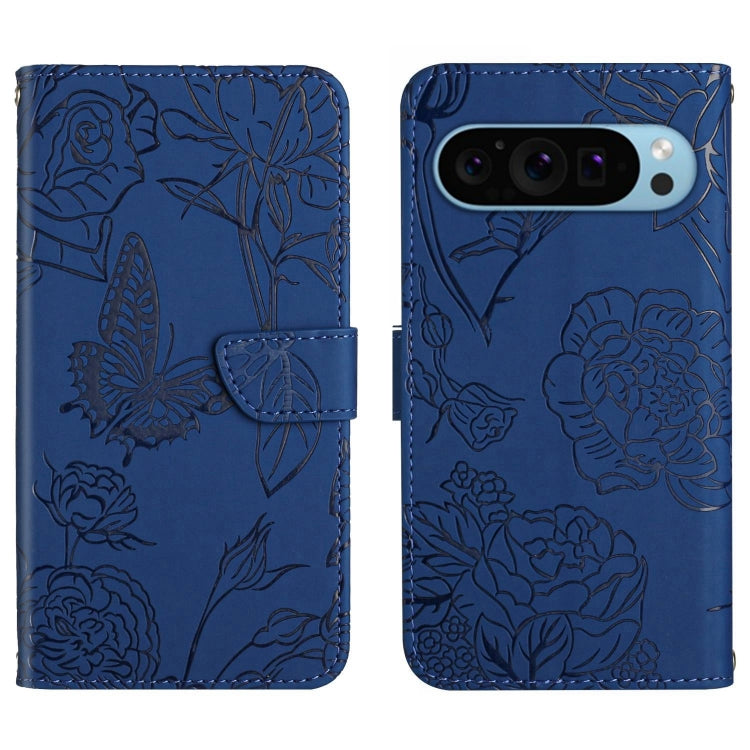 For Google Pixel 9 Skin Feel Butterfly Embossed Flip Leather Phone Case(Blue) - Google Cases by PMC Jewellery | Online Shopping South Africa | PMC Jewellery | Buy Now Pay Later Mobicred