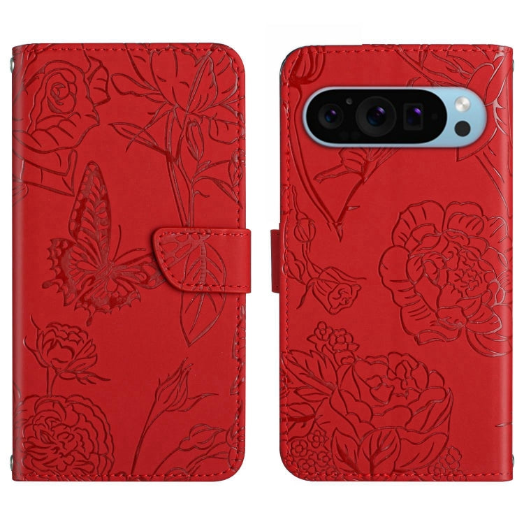 For Google Pixel 9 Skin Feel Butterfly Embossed Flip Leather Phone Case(Red) - Google Cases by PMC Jewellery | Online Shopping South Africa | PMC Jewellery | Buy Now Pay Later Mobicred