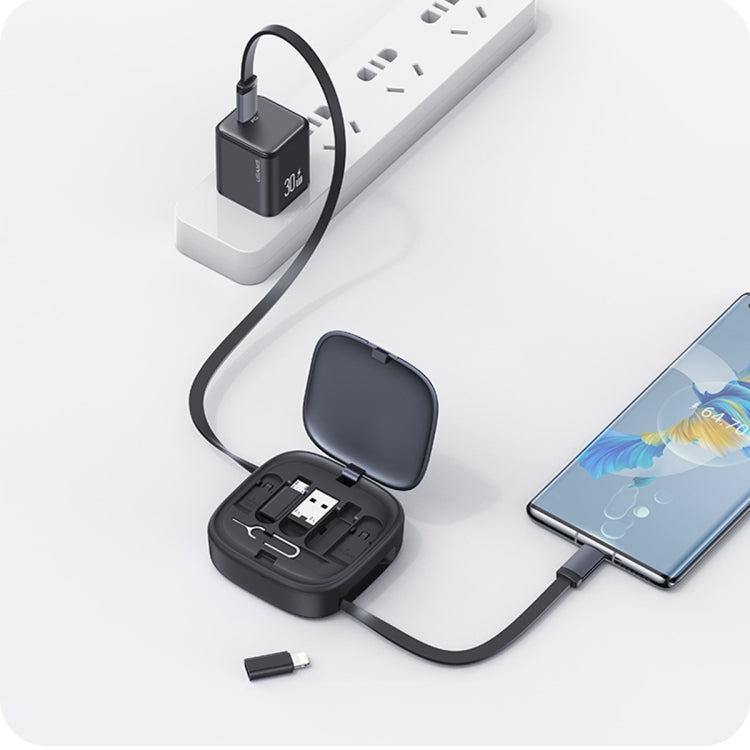 USAMS US-SJ650 U87 60W USB To Type-C To Type-C 8 Pin + Micro USB Multifunctional Telescopic Storage Box Data Cable, Length: 1m(Tarnish) - free shipping - PMC TechLife - Order now!