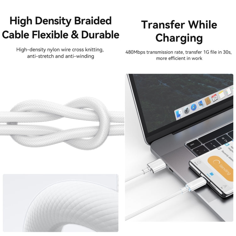 USAMS USB To Type-C 6A Aluminum Alloy Clear LED Fast Charge Data Cable, Length: 1.2m(Black) - Multifunction Cable by USAMS | Online Shopping South Africa | PMC Jewellery | Buy Now Pay Later Mobicred