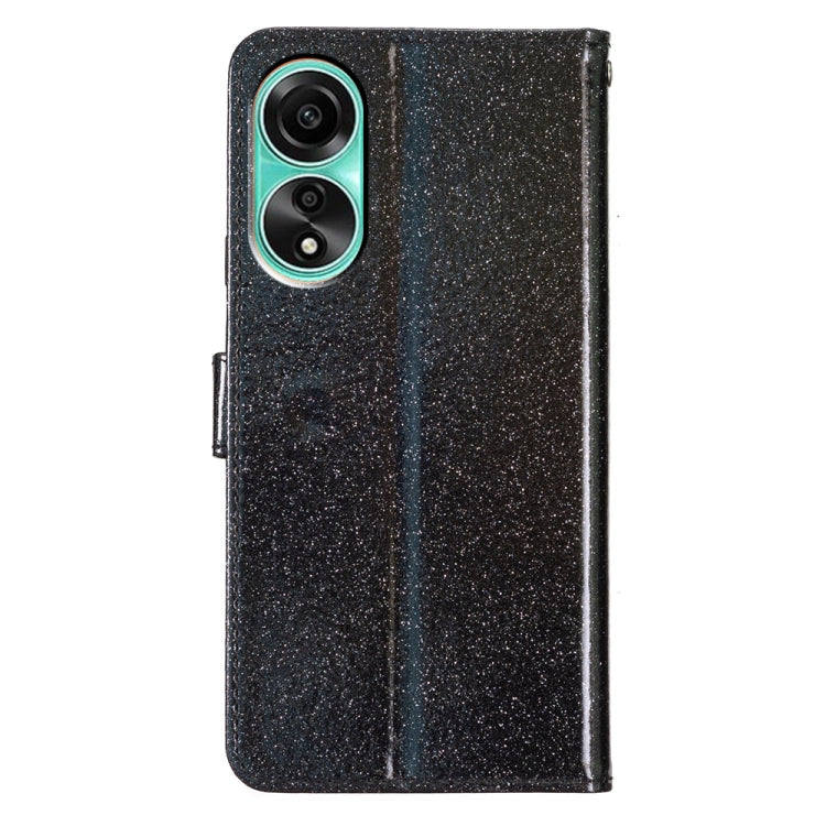 For OPPO A38 4G Glitter Powder Flip Leather Phone Case(Black) - A38 Cases by PMC TechLife | Online Shopping South Africa | PMC TechLife | Buy Now Pay Later Mobicred