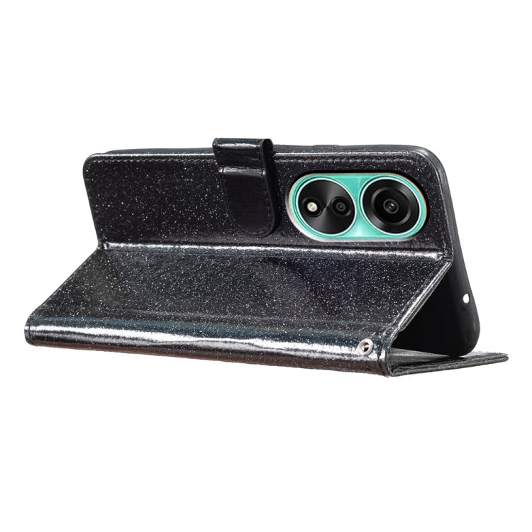 For OPPO A38 4G Glitter Powder Flip Leather Phone Case(Black) - A38 Cases by PMC TechLife | Online Shopping South Africa | PMC TechLife | Buy Now Pay Later Mobicred