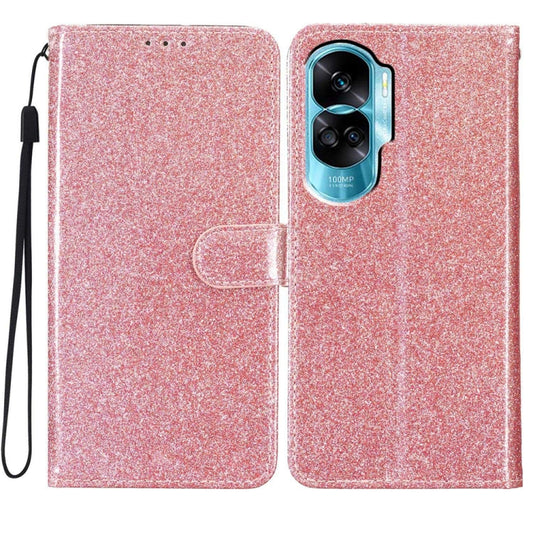 For Honor 90 Lite Glitter Powder Flip Leather Phone Case(Rose Gold) - Honor Cases by PMC Jewellery | Online Shopping South Africa | PMC Jewellery