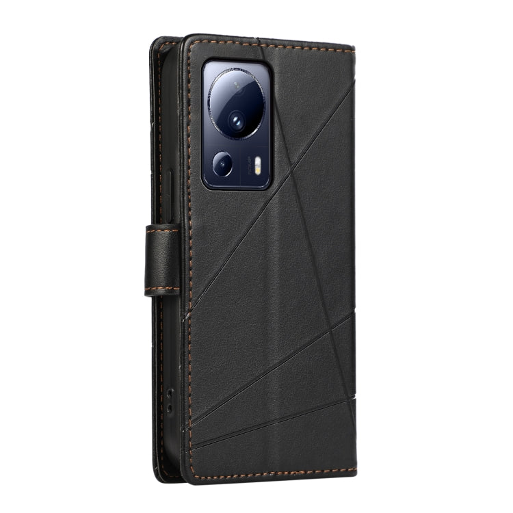For Xiaomi 13 Lite PU Genuine Leather Texture Embossed Line Phone Case(Black) - 13 Lite Cases by PMC TechLife | Online Shopping South Africa | PMC TechLife | Buy Now Pay Later Mobicred