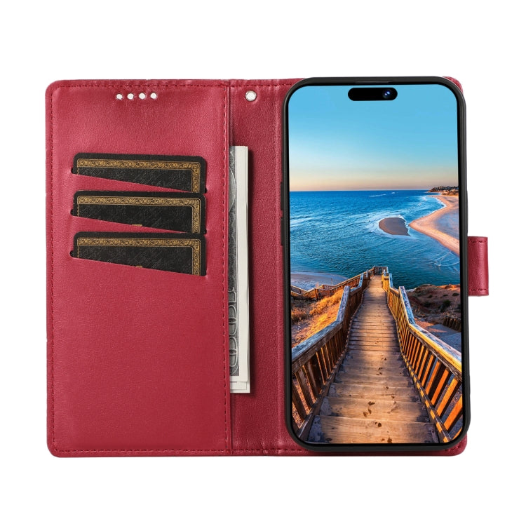 For Xiaomi Poco X4 Pro 5G PU Genuine Leather Texture Embossed Line Phone Case(Red) - Xiaomi Cases by PMC TechLife | Online Shopping South Africa | PMC TechLife | Buy Now Pay Later Mobicred