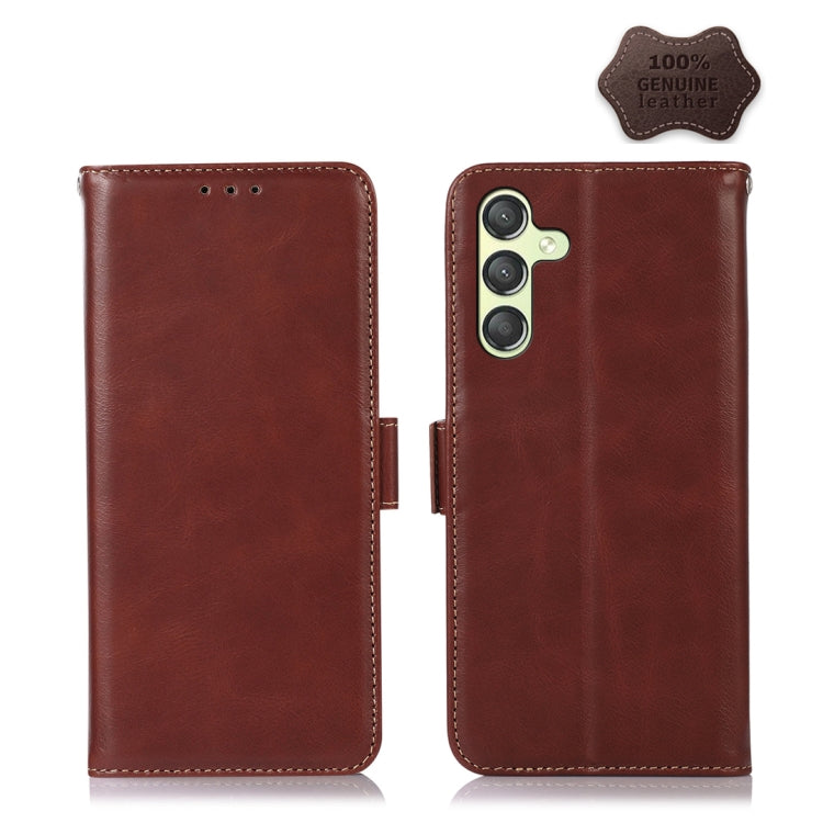 For Xiaomi 14 Magnetic Crazy Horse Texture Genuine Leather RFID Phone Case(Brown) - 14 Cases by PMC Jewellery | Online Shopping South Africa | PMC Jewellery | Buy Now Pay Later Mobicred