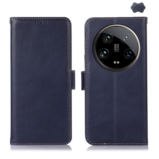 For Xiaomi 14 Ultra Magnetic Crazy Horse Texture Genuine Leather RFID Phone Case(Blue) - 14 Ultra Cases by PMC Jewellery | Online Shopping South Africa | PMC Jewellery | Buy Now Pay Later Mobicred