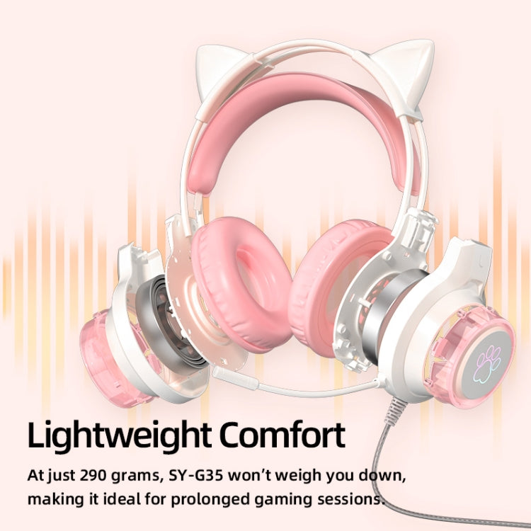 G35 Cute Cat RGB Head-mounted Wired Gaming Earphone(Blue) - Multimedia Headset by PMC Jewellery | Online Shopping South Africa | PMC Jewellery | Buy Now Pay Later Mobicred
