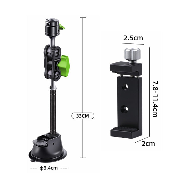 Single Suction Cup Pea Clamp Arm Holder 33cm with Metal Phone Clamp - Car Holders by PMC TechLife | Online Shopping South Africa | PMC TechLife | Buy Now Pay Later Mobicred