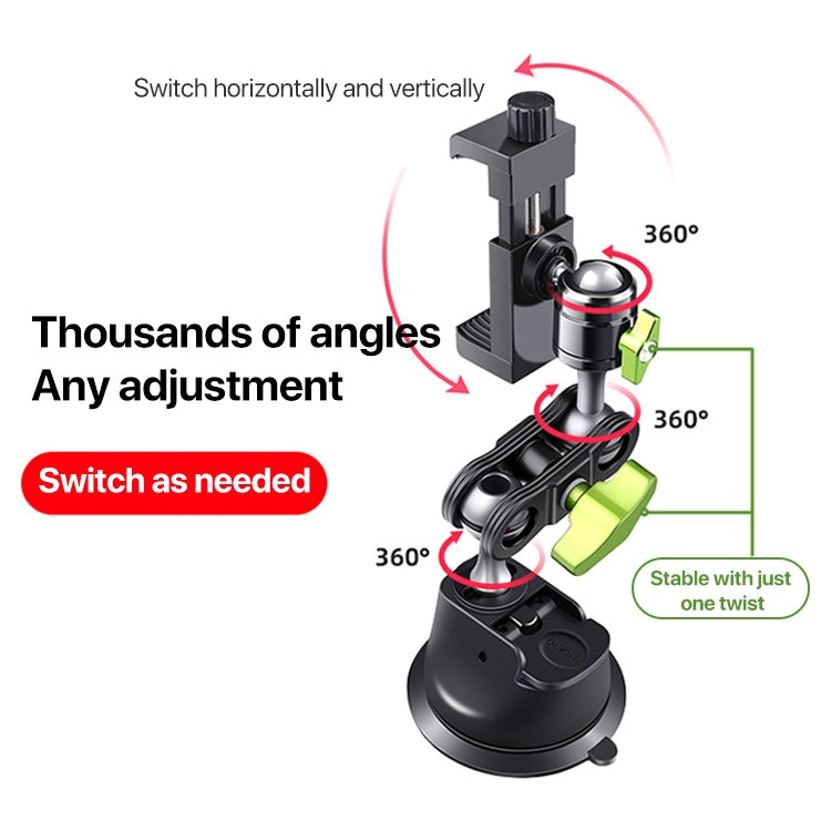 Single Suction Cup Pea Clamp Arm Holder 33cm with Metal Phone Clamp - Car Holders by PMC TechLife | Online Shopping South Africa | PMC TechLife | Buy Now Pay Later Mobicred