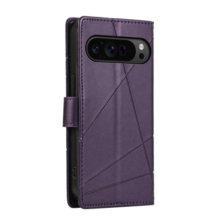 For Google Pixel 9 Pro PU Genuine Leather Texture Embossed Line Phone Case(Purple) - Google Cases by PMC Jewellery | Online Shopping South Africa | PMC Jewellery | Buy Now Pay Later Mobicred