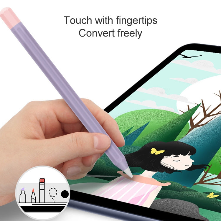 For Apple Pencil 1 Stylus Touch Pen Split Contrast Color Silicone Protective Case(Lemon Avocado) - Pencil Accessories by PMc TechLife | Online Shopping South Africa | PMc TechLife | Buy Now Pay Later Mobicred
