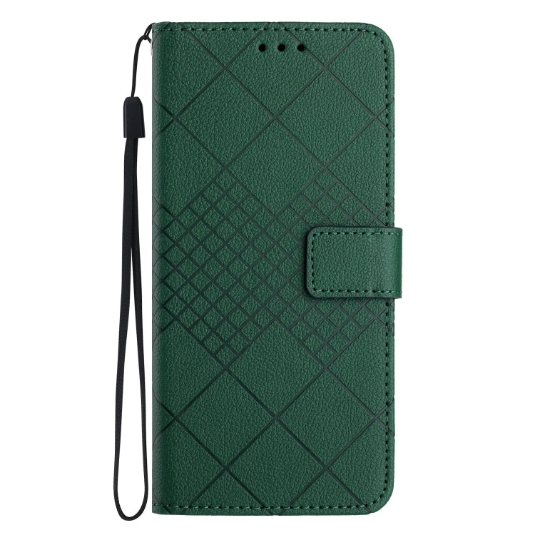 For iPhone SE 2024 Rhombic Grid Texture Leather Phone Case(Green) - More iPhone Cases by PMC Jewellery | Online Shopping South Africa | PMC Jewellery | Buy Now Pay Later Mobicred