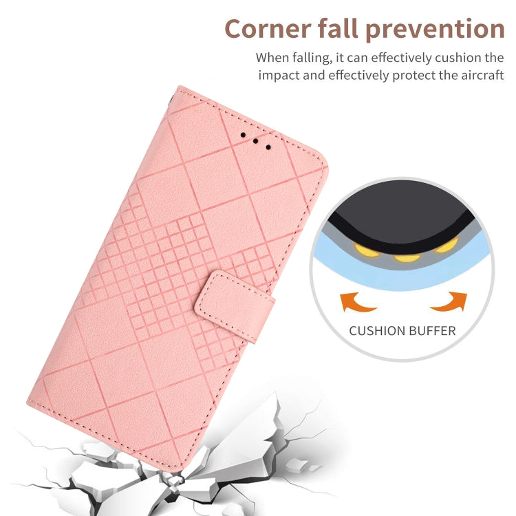 For iPhone 16e Rhombic Grid Texture Leather Phone Case(Pink) - iPhone 16e Cases by PMC TechLife | Online Shopping South Africa | PMC TechLife | Buy Now Pay Later Mobicred