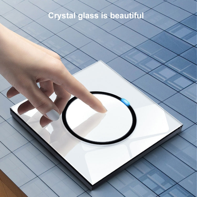 86mm Round LED Tempered Glass Switch Panel, White Round Glass, Style:Dual Computer Socket - free shipping - PMC Jewellery - Order now!