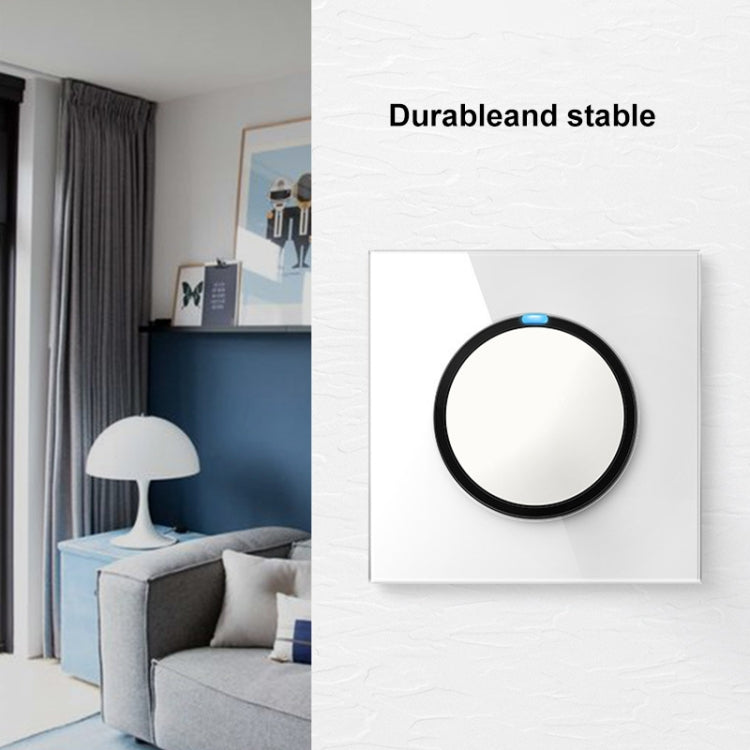 86mm Round LED Tempered Glass Switch Panel, White Round Glass, Style:Computer Socket -  by PMC Jewellery | Online Shopping South Africa | PMC Jewellery | Buy Now Pay Later Mobicred
