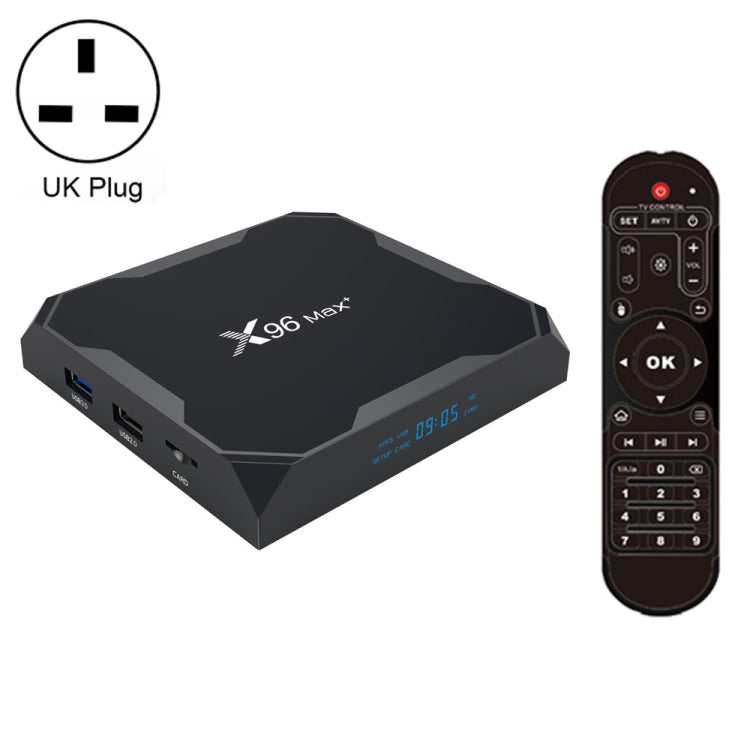 X96 max+ 4K Smart TV Box with Remote Control, Android 9.0, Amlogic S905X3 Quad-Core Cortex-A55,2GB+16GB, Support LAN, AV, 2.4G/5G WiFi, USBx2,TF Card, UK Plug - Amlogic S905 by PMC Jewellery | Online Shopping South Africa | PMC Jewellery | Buy Now Pay Later Mobicred