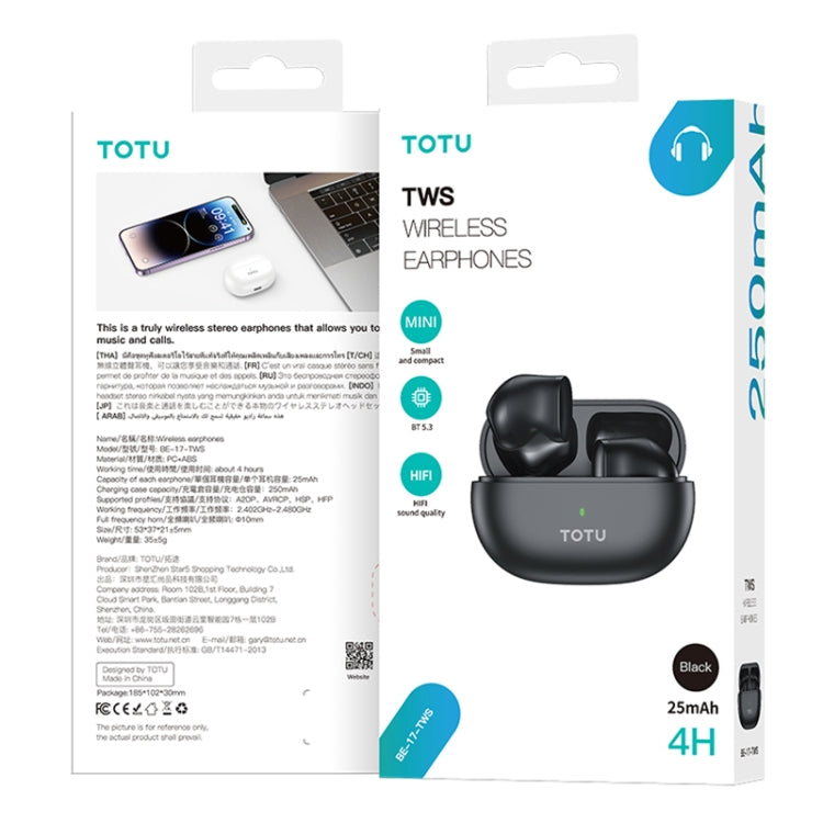 TOTU BE -17-TWS Bluetooth 5.3 Wireless Bluetooth Earphone(White) - TWS Earphone by TOTUDESIGN | Online Shopping South Africa | PMC Jewellery | Buy Now Pay Later Mobicred