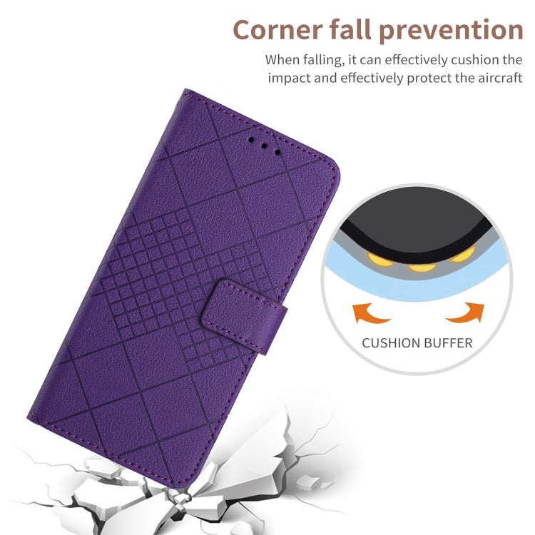 For vivo Y03 4G Rhombic Grid Texture Leather Phone Case(Purple) - vivo Cases by PMC TechLife | Online Shopping South Africa | PMC TechLife | Buy Now Pay Later Mobicred