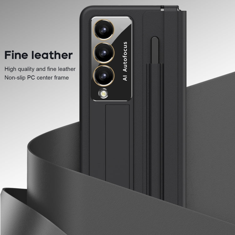 For Samsung Galaxy Z Fold4 PU + PC Full Coverage Phone Case with Pen/Pen Slots(Black) - Galaxy Z Fold4 5G Cases by PMC TechLife | Online Shopping South Africa | PMC TechLife
