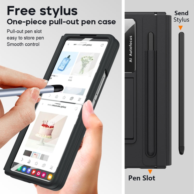 For Samsung Galaxy Z Fold4 PU + PC Full Coverage Phone Case with Pen/Pen Slots(Black) - Galaxy Z Fold4 5G Cases by PMC TechLife | Online Shopping South Africa | PMC TechLife