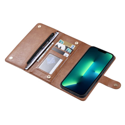 For iPhone 13 Pro Max ViLi GV Series MagSafe Magnetic Zipper Leather Phone Case(Brown) - iPhone 13 Pro Max Cases by ViLi | Online Shopping South Africa | PMC Jewellery | Buy Now Pay Later Mobicred