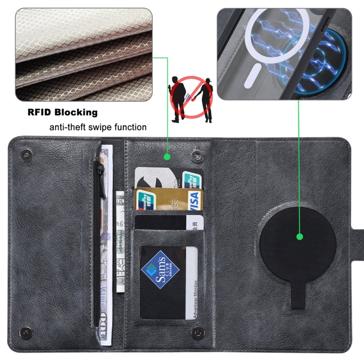 For iPhone 14 Pro Max ViLi GV Series MagSafe Magnetic Zipper Leather Phone Case(Black) - free shipping - PMC Jewellery - Order now!