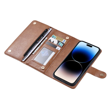 For iPhone 14 Pro ViLi GV Series MagSafe Magnetic Zipper Leather Phone Case(Brown) - iPhone 14 Pro Cases by ViLi | Online Shopping South Africa | PMC Jewellery | Buy Now Pay Later Mobicred