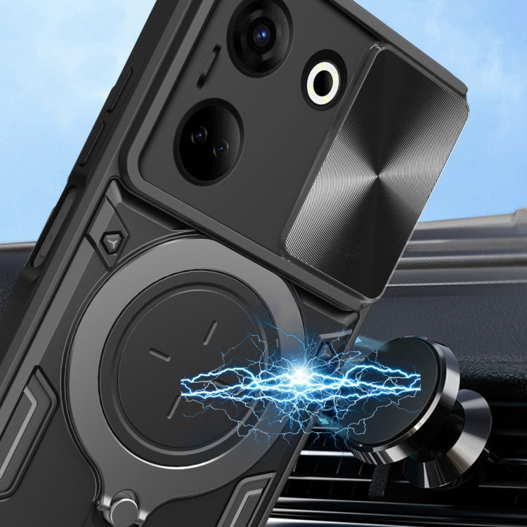 For Tecno Camon 20 4G / 20 Pro 4G CD Texture Sliding Camshield Magnetic Holder Phone Case(Blue) - Tecno Cases by PMC TechLife | Online Shopping South Africa | PMC TechLife | Buy Now Pay Later Mobicred