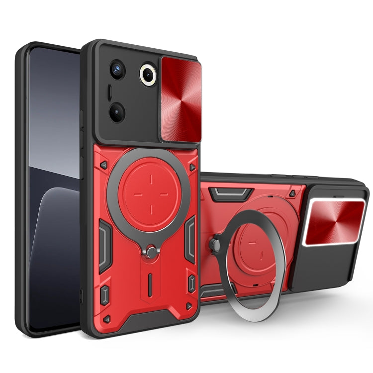 For Tecno Camon 20 Pro 5G CD Texture Sliding Camshield Magnetic Holder Phone Case(Red) - Tecno Cases by PMC Jewellery | Online Shopping South Africa | PMC Jewellery | Buy Now Pay Later Mobicred