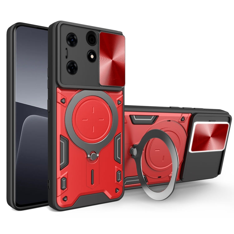For Tecno Spark 10 Pro 4G CD Texture Sliding Camshield Magnetic Holder Phone Case(Red) - Tecno Cases by PMC TechLife | Online Shopping South Africa | PMC TechLife | Buy Now Pay Later Mobicred