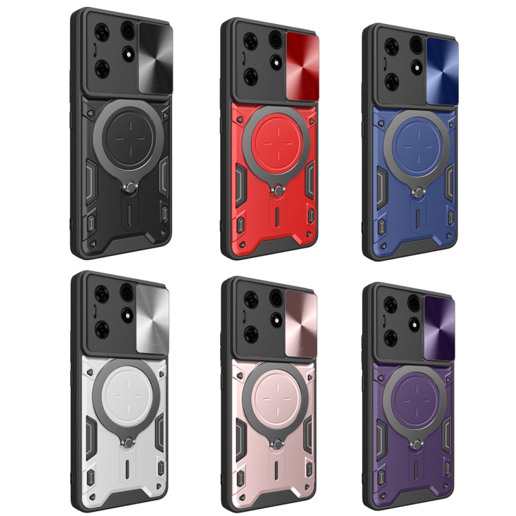 For Tecno Spark 10 Pro 4G CD Texture Sliding Camshield Magnetic Holder Phone Case(Red) - Tecno Cases by PMC TechLife | Online Shopping South Africa | PMC TechLife | Buy Now Pay Later Mobicred