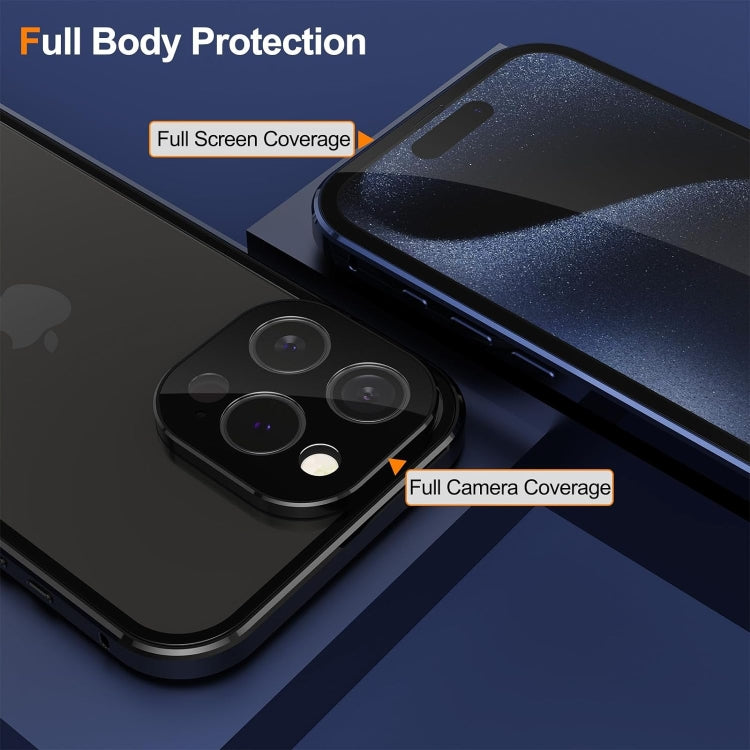 For iPhone 15 Anti-peeping Magnetic Double-sided Tempered Glass Phone Case(Blue) - iPhone 15 Cases by PMC TechLife | Online Shopping South Africa | PMC TechLife