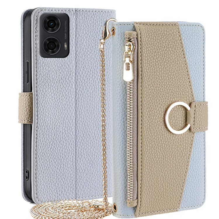 For Motorola Moto G24 4G Crossbody Litchi Texture Leather Phone Case(Blue) - Motorola Cases by PMC Jewellery | Online Shopping South Africa | PMC Jewellery | Buy Now Pay Later Mobicred