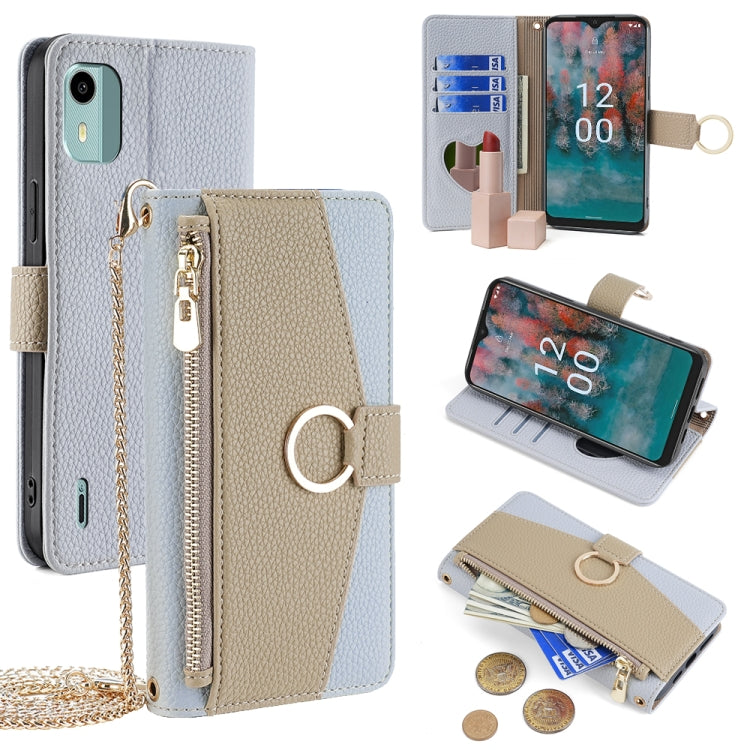 For Nokia C12 Crossbody Litchi Texture Leather Phone Case(Blue) - Nokia Cases by PMC TechLife | Online Shopping South Africa | PMC TechLife | Buy Now Pay Later Mobicred