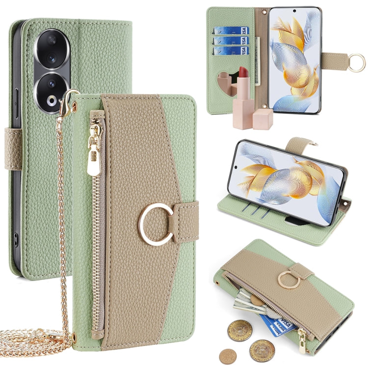 For Honor 90 5G Crossbody Litchi Texture Leather Phone Case(Green) - Honor Cases by PMC TechLife | Online Shopping South Africa | PMC TechLife | Buy Now Pay Later Mobicred