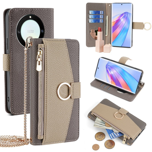 For Honor X40 Crossbody Litchi Texture Leather Phone Case(Grey) - Honor Cases by PMC Jewellery | Online Shopping South Africa | PMC Jewellery | Buy Now Pay Later Mobicred