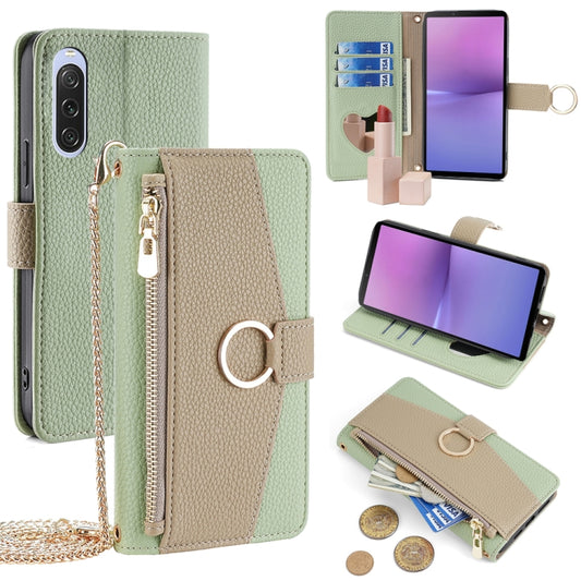 For Sony Xperia 10 V Crossbody Litchi Texture Leather Phone Case(Green) - Sony Cases by PMC Jewellery | Online Shopping South Africa | PMC Jewellery | Buy Now Pay Later Mobicred