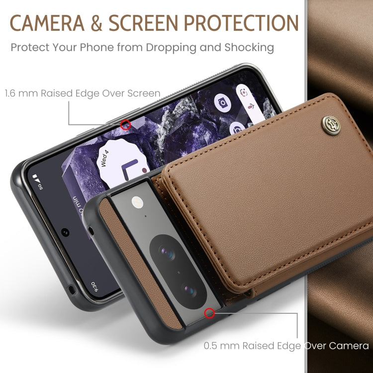 For Google Pixel 8 CaseMe C22 Card Slots Holder RFID Anti-theft Phone Case(Brown) - Google Cases by CaseMe | Online Shopping South Africa | PMC Jewellery | Buy Now Pay Later Mobicred