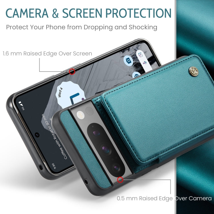 For Google Pixel 8 Pro CaseMe C22 Card Slots Holder RFID Anti-theft Phone Case(Blue Green) - Google Cases by CaseMe | Online Shopping South Africa | PMC Jewellery | Buy Now Pay Later Mobicred