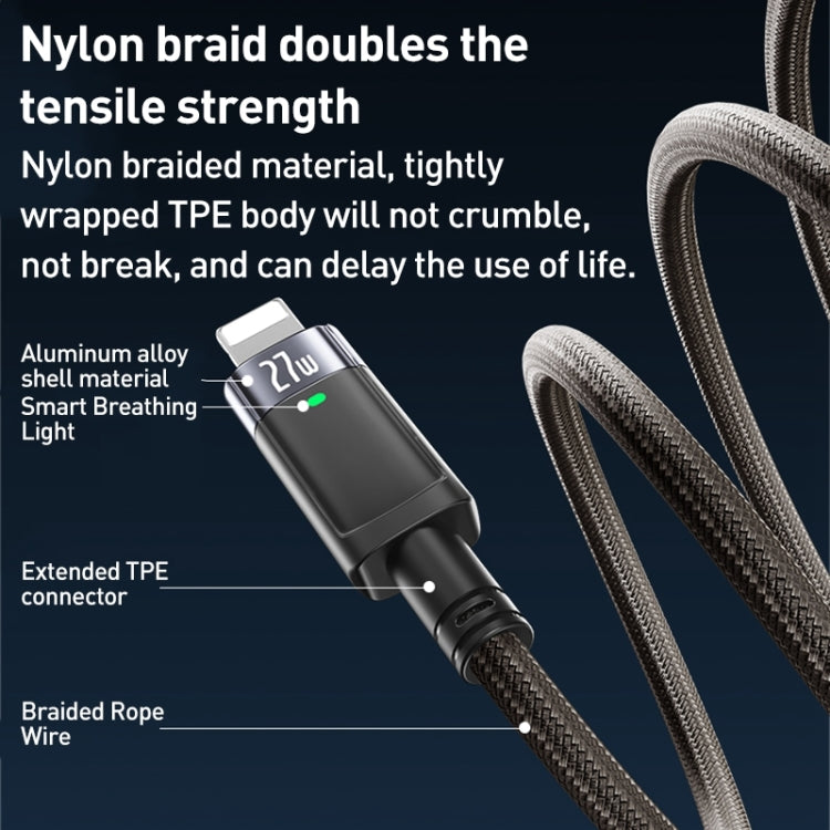 YESIDO CA159 1.2m 27W USB-C / Type-C to 8 Pin Auto Power-off Charging Cable(Black) - 2 in 1 Cable by Yesido | Online Shopping South Africa | PMC Jewellery | Buy Now Pay Later Mobicred