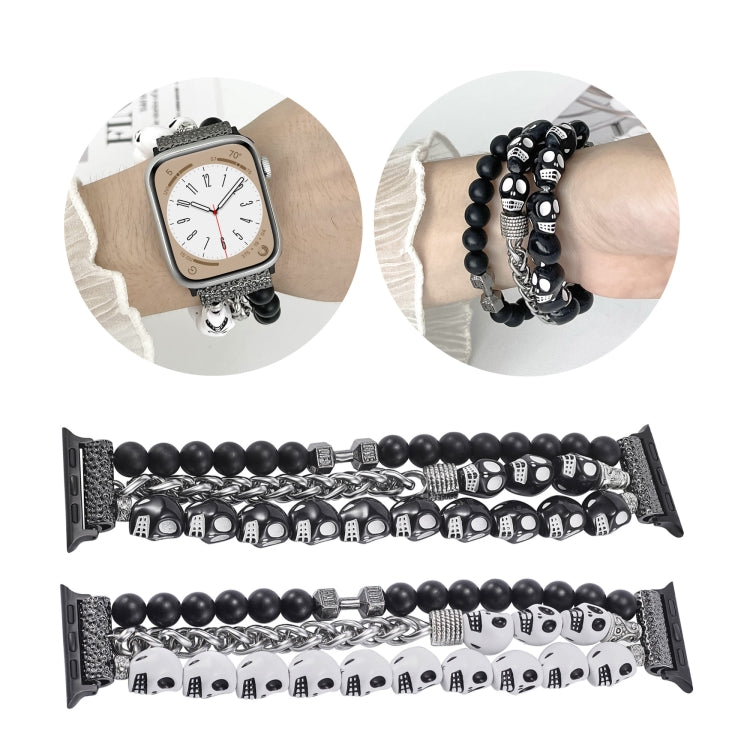 For Apple Watch Series 3 42mm Skull Beaded Watch Band(Black) - Watch Bands by PMC TechLife | Online Shopping South Africa | PMC TechLife