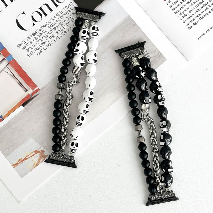 For Apple Watch Series 4 40mm Skull Beaded Watch Band(Black) - Watch Bands by PMC TechLife | Online Shopping South Africa | PMC TechLife